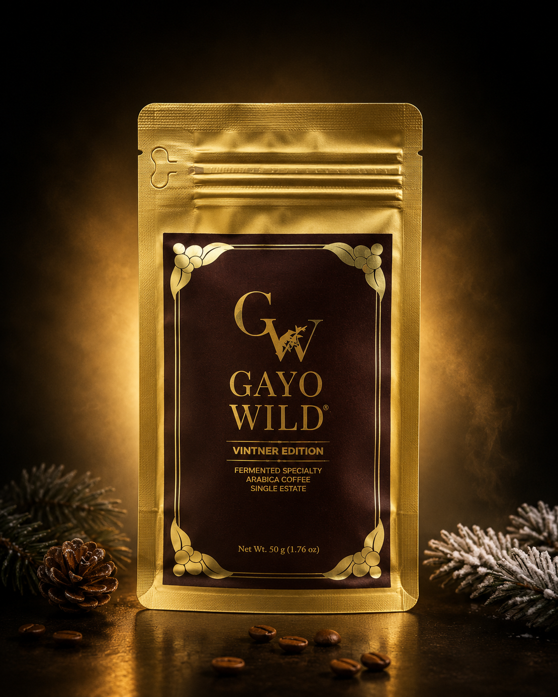 The Vintner by Gayo Wild — fermented specialty Arabica coffee, 50g pack front